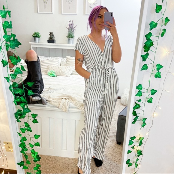Charlotte Russe Pants - Charlotte Russe Striped Jumpsuit